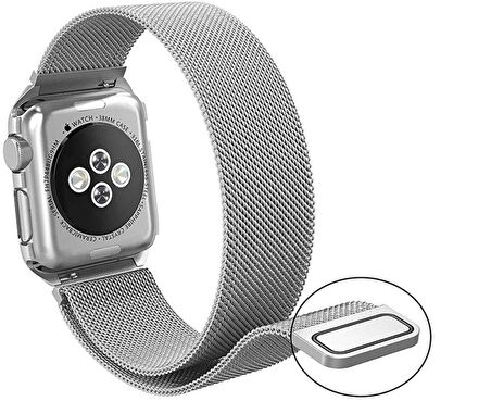 Gpack Apple Watch 44 mm Kılıf Metal Kayış Kordon