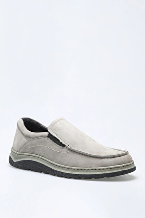 İç Dış Deri Gri Nubuk Bağcıklı Ortopedik Ultra Rahat Ayakkabı