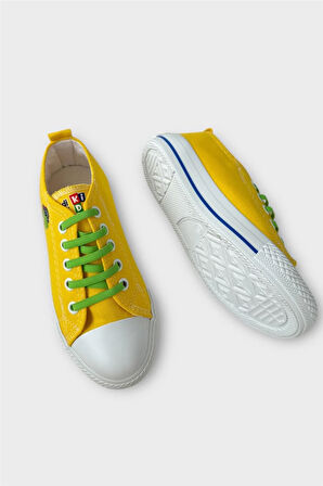 Akıllı Bağcık Günlük Keten Çocuk Spor Ayakkabı  SARI