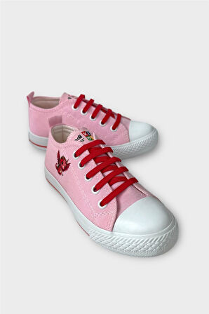 Akıllı Bağcık Günlük Keten Çocuk Spor Ayakkabı  PEMBE