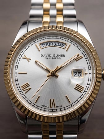 David Guner San Diego 34 mm Unisex Kol Saati Çift Renk Çelik Kordon Gün Tarih