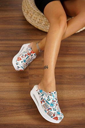 Ortopedik Sabo Terlik Doktor Hemşire Hastane Aşçı Terliği Kadın Reçete Desenli