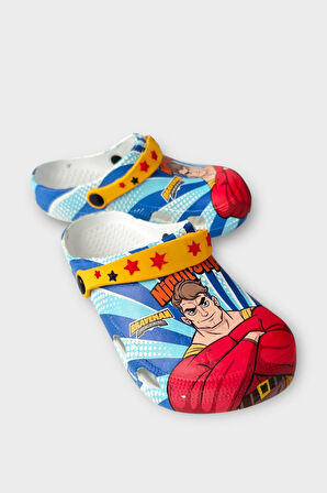 Süper Kahramanlı Çocuk Sandalet Terlik MAVİ - SARI