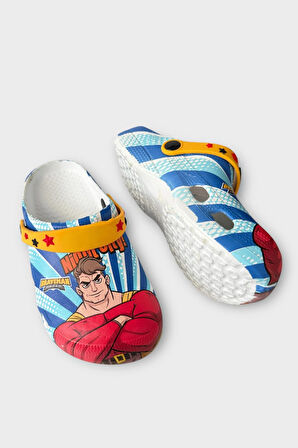 Süper Kahramanlı Çocuk Sandalet Terlik MAVİ - SARI