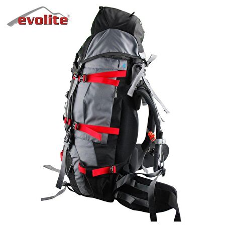 Evolite Colorado 55+10 lt Su Geçirmez Outdoor Sırt Çantası Gri Siyah