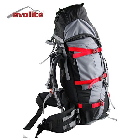 Evolite Colorado 55+10 lt Su Geçirmez Outdoor Sırt Çantası Gri Siyah