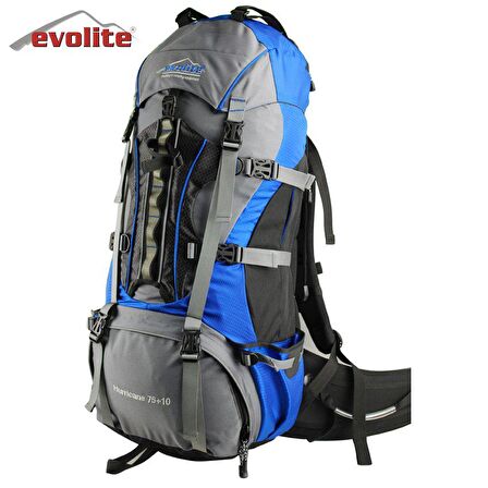 Evolite Hurricane 75+10 lt Su Geçirmez Outdoor Sırt Çantası Gri Mavi