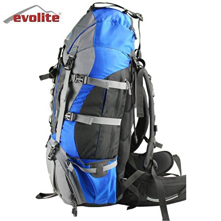 Evolite Hurricane 75+10 lt Su Geçirmez Outdoor Sırt Çantası Gri Mavi