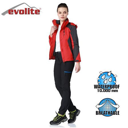 Evolite Diva Bayan 3in1 Gri/Kırmızı Mont