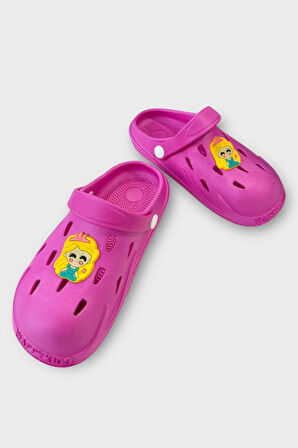 Aksesuarlı Kaymaz Taban Deniz Plaj Havuz Sandalet Çocuk Terlik FUŞYA