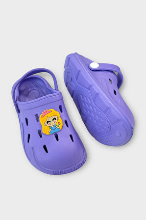 Aksesuarlı Kaymaz Taban Deniz Plaj Havuz Sandalet Çocuk Terlik Lila