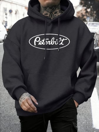 Peterbilt Harfli Baskılı Polar Sonbahar Sweatshirtleri Erkek Yumuşak Koşu Kapüşonlu Üstü Soka