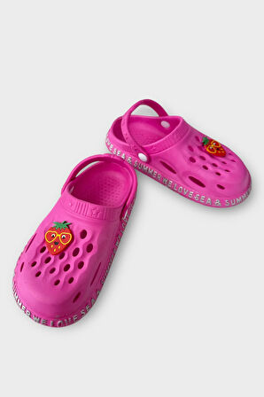 Aksesuarlı Kaymaz Taban Deniz Plaj Havuz Sandalet Çocuk Terlik PEMBE