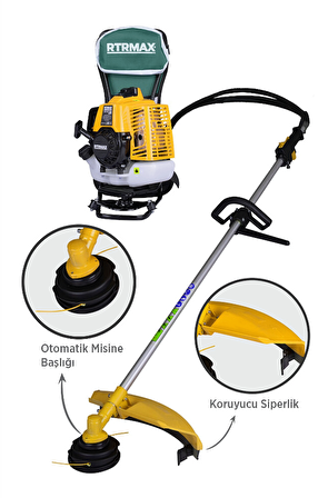 RTM9640 Benzinli Sırt Tipi Tırpan 63Cc 3.0Hp (Tırpan Bıçağı,Misina Başlığı,Tırpan Testeresi Hediye)