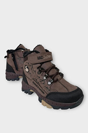 Çocuk İçi Kürklü Fermuarlı Outdoor Bot KAHVERENGİ