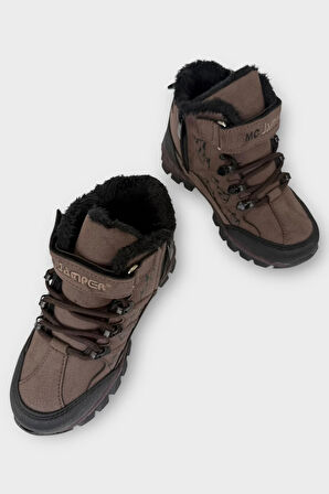 Çocuk İçi Kürklü Fermuarlı Outdoor Bot KAHVERENGİ