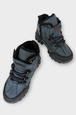 Çocuk İçi Kürklü Fermuarlı Outdoor Bot LACİVERT