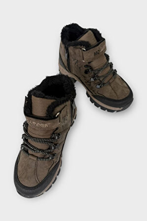 Çocuk İçi Kürklü Fermuarlı Outdoor Bot VİZON