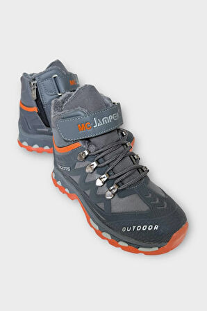 Çocuk İçi Kürklü Fermuarlı Outdoor Bot FÜME - TURUNCU