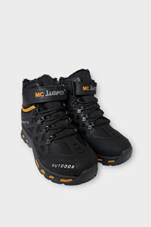 Çocuk İçi Kürklü Fermuarlı Outdoor Bot SİYAH - SARI