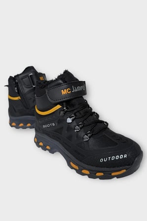 Çocuk İçi Kürklü Fermuarlı Outdoor Bot SİYAH - SARI