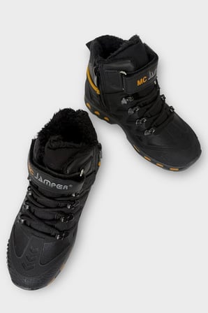 Çocuk İçi Kürklü Fermuarlı Outdoor Bot SİYAH - SARI
