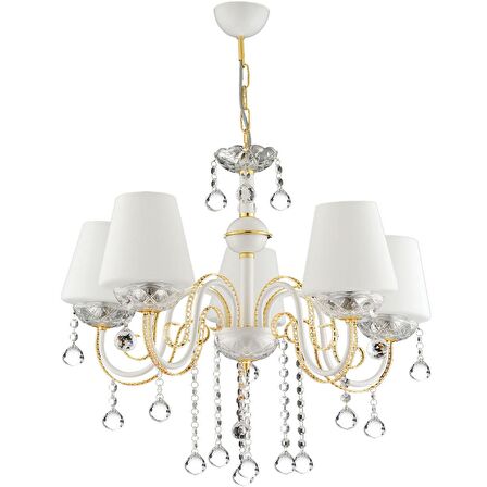 Trendylight Berfin 5 Li Sarı Renkli Taşlı Avize