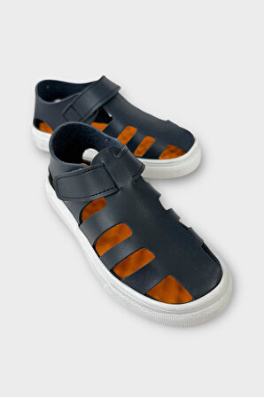 Unisex Cırtlı Esnek Kauçuk Tabanlı Ortopedik Çocuk Spor Sandalet LACİVERT