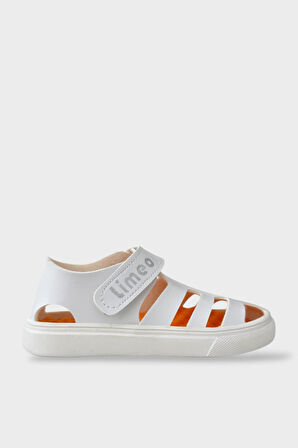 Unisex Cırtlı Esnek Kauçuk Tabanlı Ortopedik Çocuk Spor Sandalet BEYAZ