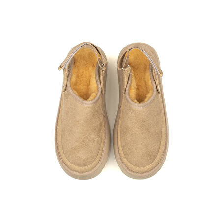 Canberra Kışlık Kadın Ayarlanabilir Kürk Detaylı Yüksek Taban Slipper