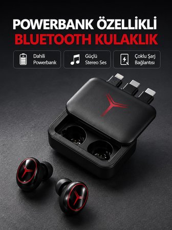 Powerbank Özellikli Bluetooth Kablosuz Kulaklık – Dokunmatik Kontrol, Uzun Pil Ömrü, Ergonomik Tasarım