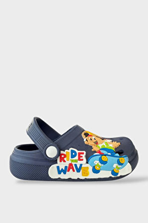 Çocuk Günlük Ortopedik Kaymaz Taban Figürlü Sandalet Terlik LACİVERT