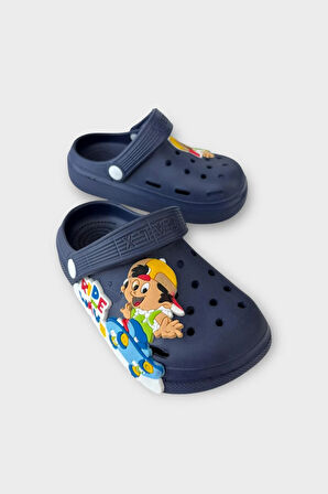 Çocuk Günlük Ortopedik Kaymaz Taban Figürlü Sandalet Terlik LACİVERT