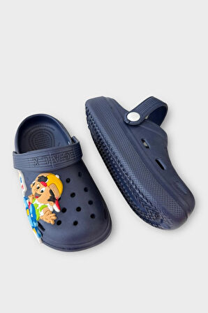 Çocuk Günlük Ortopedik Kaymaz Taban Figürlü Sandalet Terlik LACİVERT