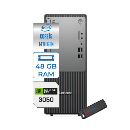 Lenovo Thinkcentre Neo 50T Gen5 Intel Core I5 14400 48GB Ddr5 256GB SSD 21.5 Inç Monitör Windows 11 Pro Nvidia RTX3050 6gb Masaüstü Bilgisayar 30502112UAS1CF00P16 + Zetta Flash Bellek