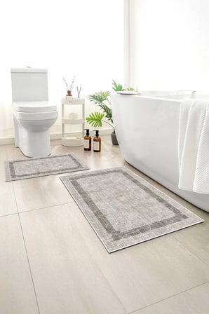 2 li Banyo Paspası, Yumuşak Banyo Halısı, Kaymaz Tabanlı, Yıkanabilir - 60x100 - 50 x60