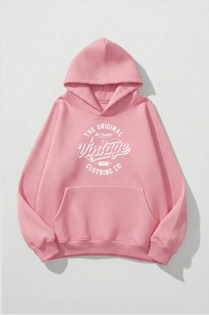 Unisex Yumuşak Dokulu Vintage Baskılı Tasarım Oversize 3 İplik Hoodie Sweatshirt