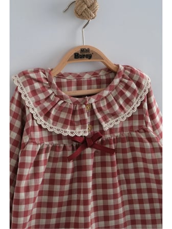 Ekose Gömlek Gabardin Pantolon Kız Takım 2 li Takım (1 Yaş - 2 Yaş - 3 Yaş - 4 Yaş)