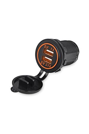 Oto Çift Port Usb Şarj 12-32 Volt Oto Şarj Turuncu Işık