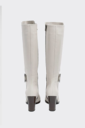 Hakiki Deri Fermuarlı Kadın Çizme