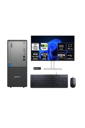 ThinkCentre Neo 50T G5 i5 13400 64GB 1TB SSD RTX5050/8GB FDOS Masaüstü Bilgisayar + 27"