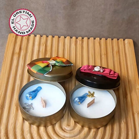 Uretti - Ayşe 7362 9741 El Yapımı 2'li Yağmur Ormanları ve Vanilya Kokulu Metal Kutuda Mum - 3 x 7 cm