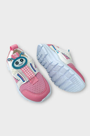Çocuk Airfile Hafif Taban Kreş Ev Okul Bebe Spor Ayakkabısı BEYAZ - PEMBE