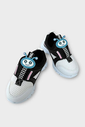 Çocuk Airfile Hafif Taban Kreş Ev Okul Bebe Spor Ayakkabısı BEYAZ - SİYAH