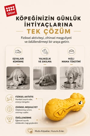 Dumbbell Heads Aslan Köpek Oyuncağı | Sesli, Ödül Maması Hazneli, Doldurulabilir, Dayanıklı Kauçuk, Diş Temizlemeye Yardımcı