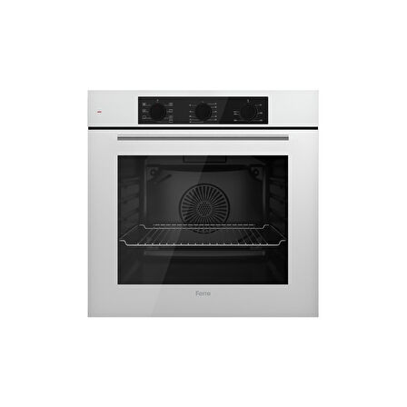 Ferre Yeni Seri Flowart Beyaz Cam Ankastre Set (QBL62CB + CS206-FA + D087)