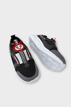 Çocuk Airfile Hafif Taban Kreş Ev Okul Spor Ayakkabı SİYAH - FÜME