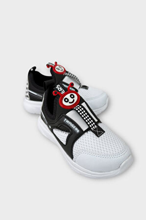 Çocuk Airfile Hafif Taban Kreş Ev Okul Spor Ayakkabı BEYAZ - SİYAH