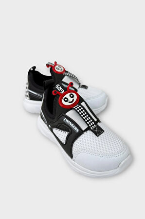 Çocuk Airfile Hafif Taban Kreş Ev Okul Spor Ayakkabı BEYAZ - SİYAH