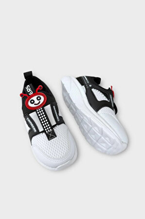 Çocuk Airfile Hafif Taban Kreş Ev Okul Spor Ayakkabı BEYAZ - SİYAH